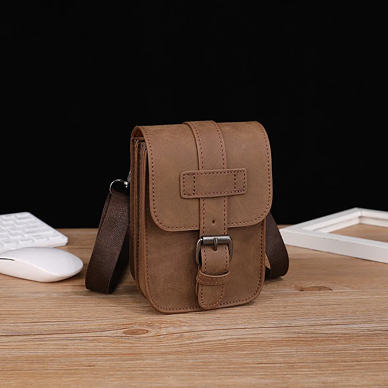 New Trend Small Bag For Men Women Leather Sling Shoulder Crossbody Bag Mobile Phone Bags Purse Male Card Wallet Fanny Waist Bags