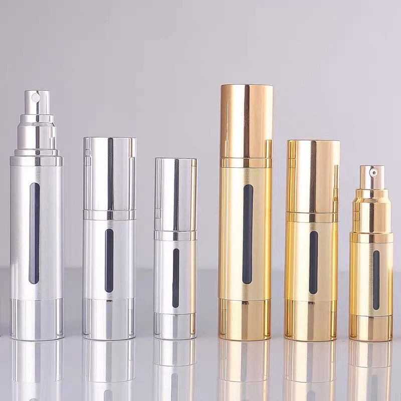 50pcs 15ml 30ml 50ml Gold Silver Refillable Airless Vacuum Pump Bottles for Travel Lotion Creams, Liquid Foundation, Toiletries