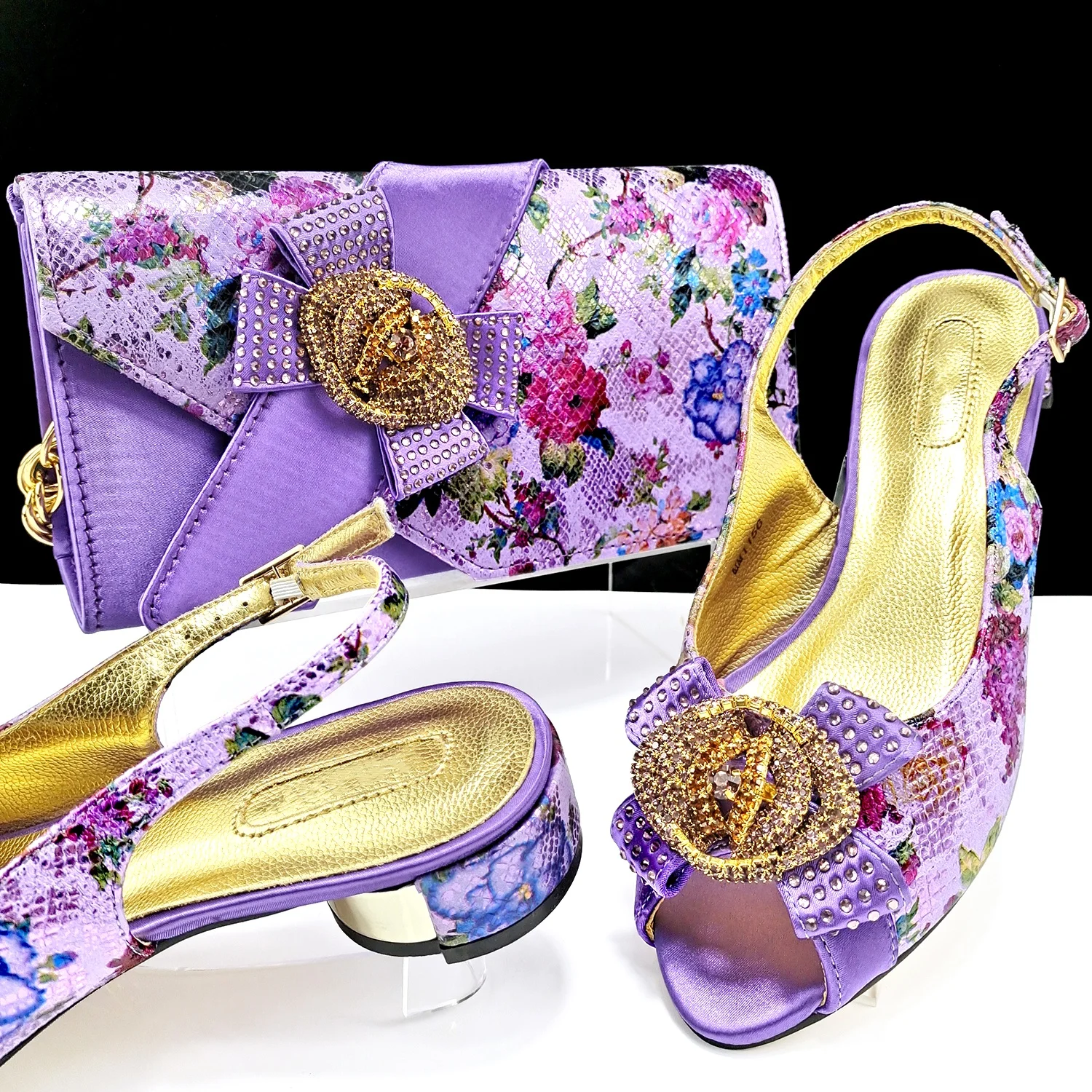 Italian Summer Women Wedding Shoes And Bag To Match Set New Nigerian Decorated With Rhinestone Shoes And Bag Set For Party