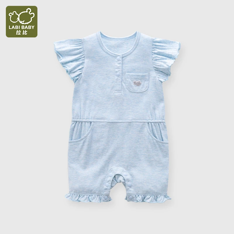 

0-18M Blue Baby Rompers Summer Cotton Newborn Bodysuits for Toddlers Girls Onesie Short Sleeve Loungewear Jumpsuit Baby Clothes