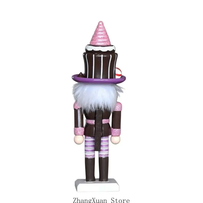 Weihnachts-Dessert-inspirierte Nussknacker-Figur aus Holz, Dekor, 25,4 Tischakzent mit quadratischer Basis für Kaffee – Detail 7