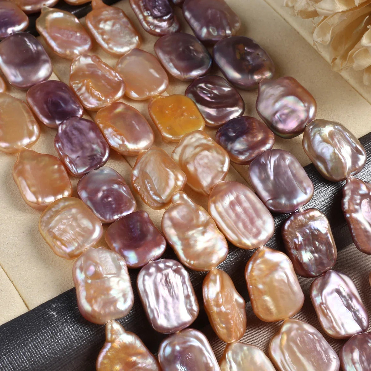 Natural Freshwater Baroque Pearl Beading Rectangle Orange Purple Pearl Jewelry Making DIY Necklace Earrings Bracelet Accessories