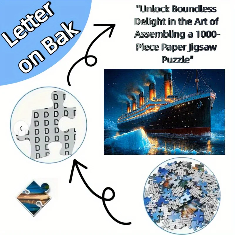 Rompecabezas nocturno de Iceberg Titanic Cruise Ship de 1000 piezas: un rompecabezas para adultos, ideal para familiares y amigos. Grandes opciones de regalo