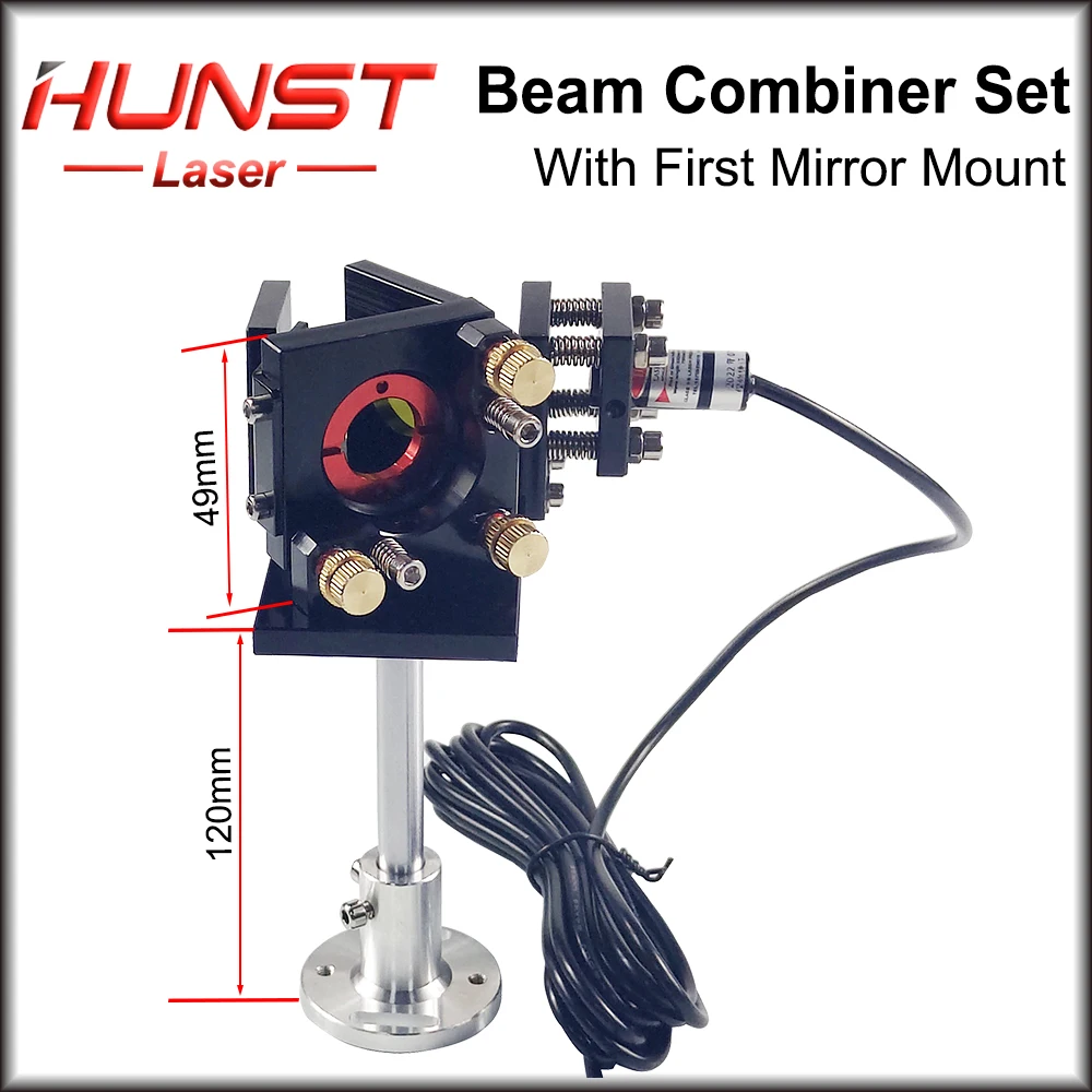 HUNST Beam Combiner Set 25mm Laser Beam Combiner +Mirror Mount + Laser Red Pointer for CO2 Laser Engraving Cutting Machine.