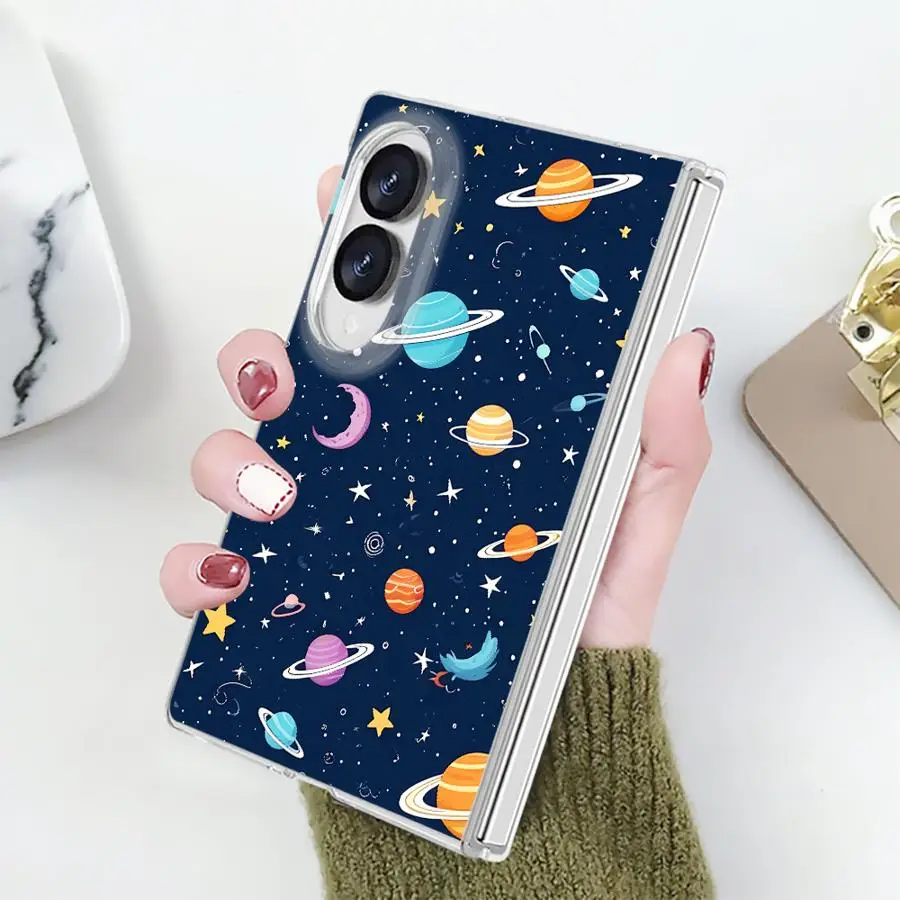 Starry Sky Cosmic Phone Funda Case for Samsung Galaxy Z Fold 8 ZFold 8 PC Hard Luxury ZFold8