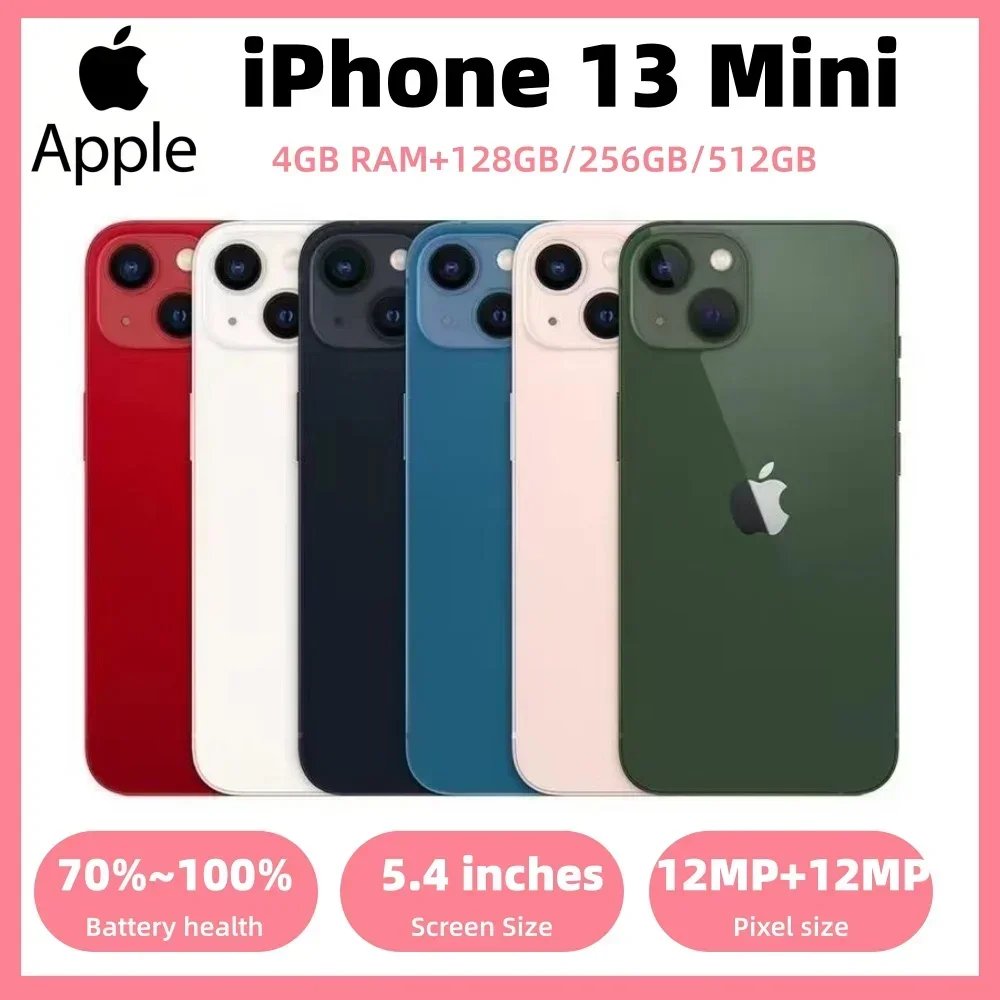 Оригинальный Apple iPhone 13 Mini 128GB/256GB/512GB, 5.4-дюймовый экран, iOS, процессор A15 Bionic, двойная камера 12 МП, Face ID, разблокированный, б/у iPhone.