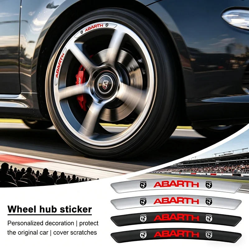 3D Wheel Hub Decoration Sticker Car Rim Cover Decal Styling Parts For Abarth 500 695 595 Grande Punto Doblo 500X