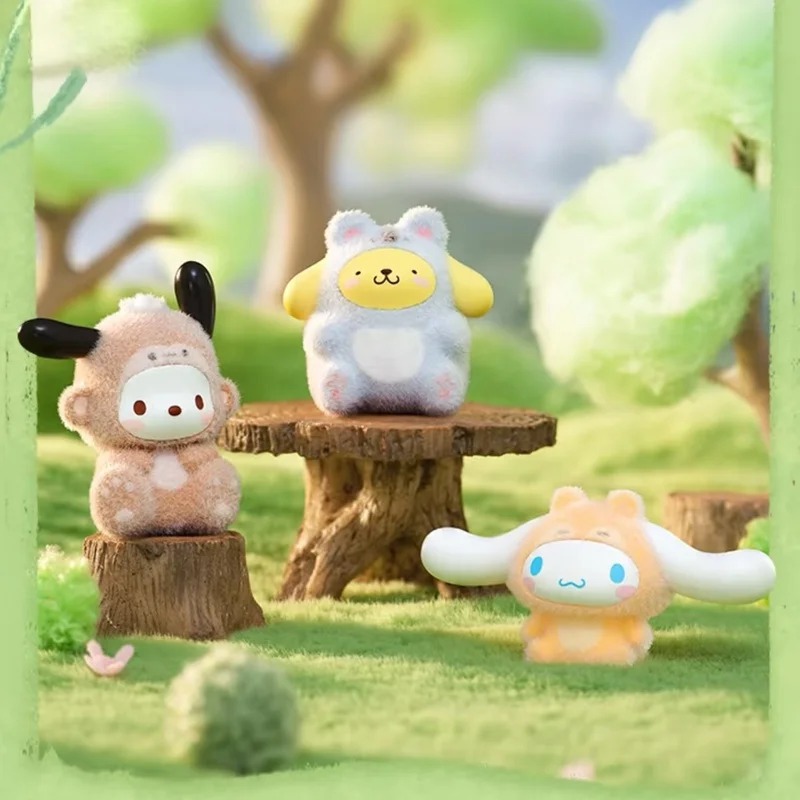 Sanrio Dog Dog Friend Series Mini Fun Bean Blind Bag Toys Pochacco Cinnamoroll Blind Box Kawayi Doll Flocking Ornaments Gifts