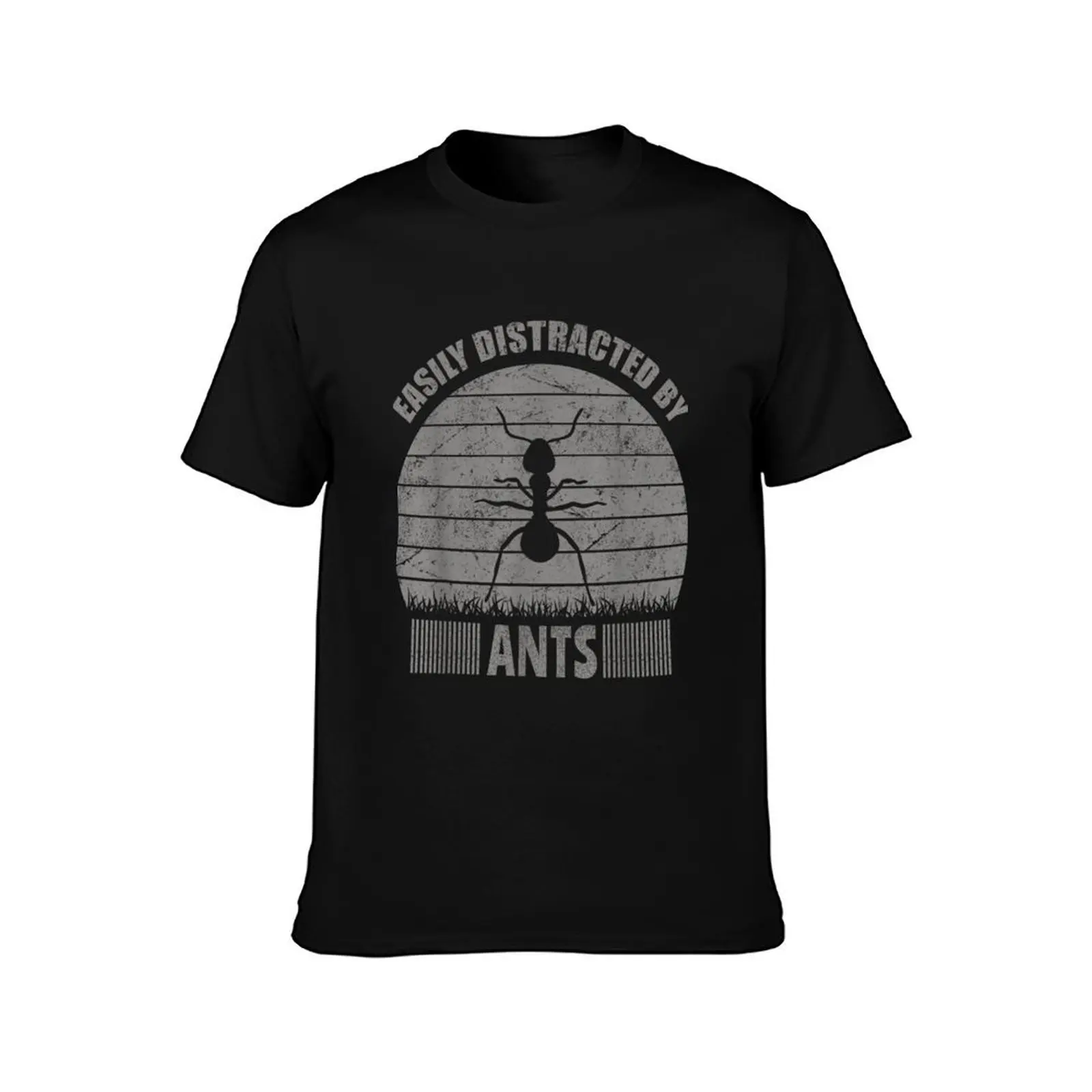 Easily Distracted By Ants Vintage Distressed Funny Ant Lover T-Shirt Art Pattern Printed Casual Top T-Shirt