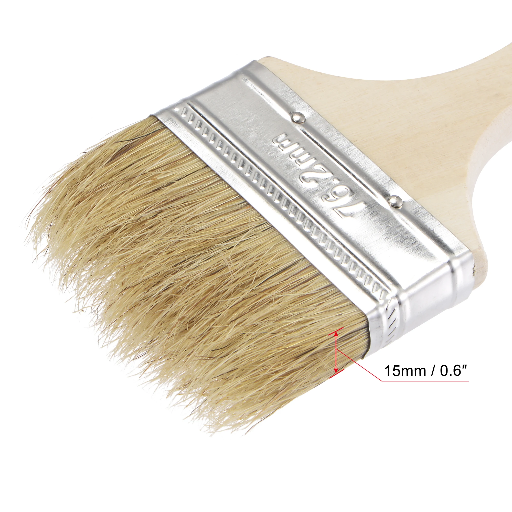 uxcell 12 Pcs 3 Inch Paint Brush Natural Bristle Flat Edge with Wood Handle Wall Treatment Tool for Paint, Varnishes, Glues