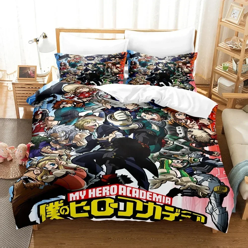 New My Hero  Academia Bedding Set Japan Anime Soft Bedclothes Single Double Queen Twin Full Size Duvet Cover Teen Boys Bed Linen