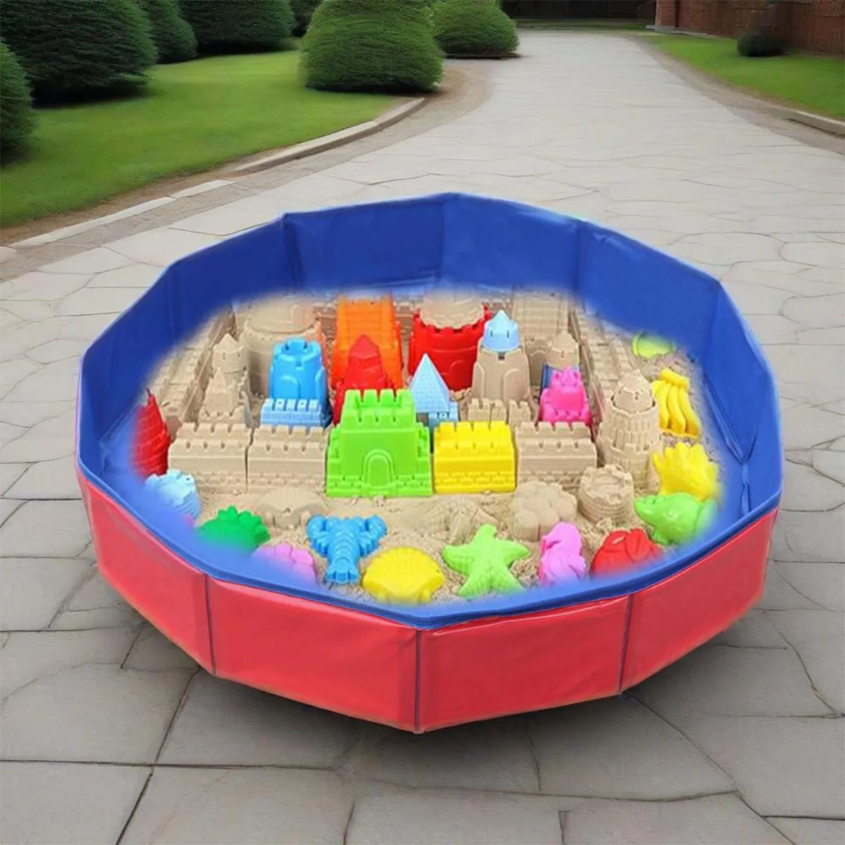 Sand Table Sand Activity Sandbox Sensory Toys for Kids Summer Outdoor Play Water and Sand Table Sandpit Beach Toys for Boys Girl