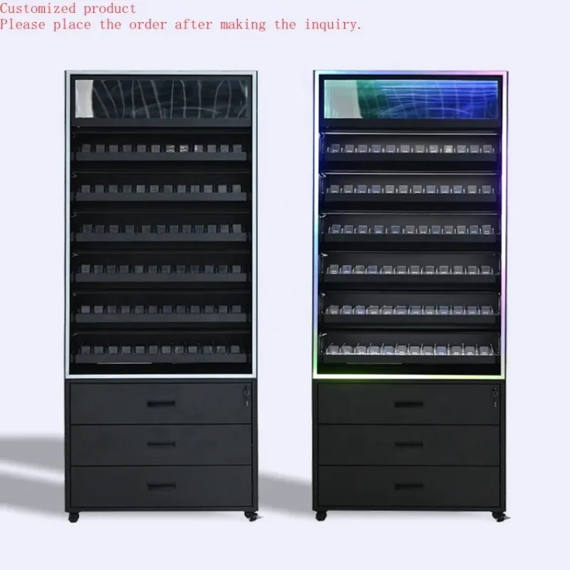 【Hot】Customization.APEX Modern Smoke Shop Furniture Design Led Lighting Smoke Display Cabinet Storage Metal Rack Display Stand W