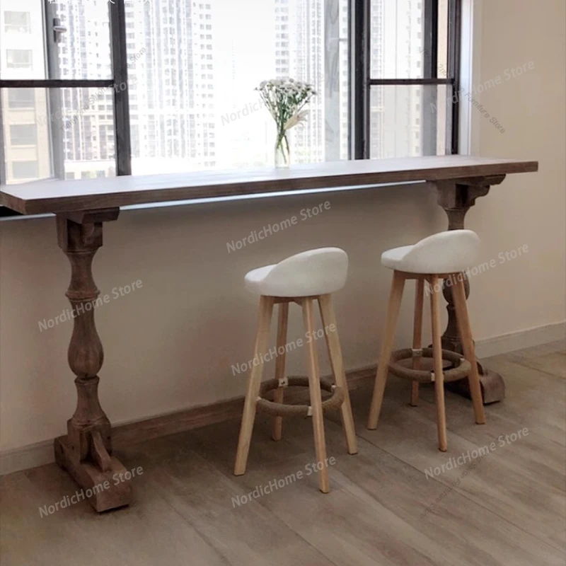 

Club Solid Wood Bar Tables Cocktails Wine Long Outdoor Bar Tables Bistro Reception Desk Coffee Furniture Muebles De Cocina