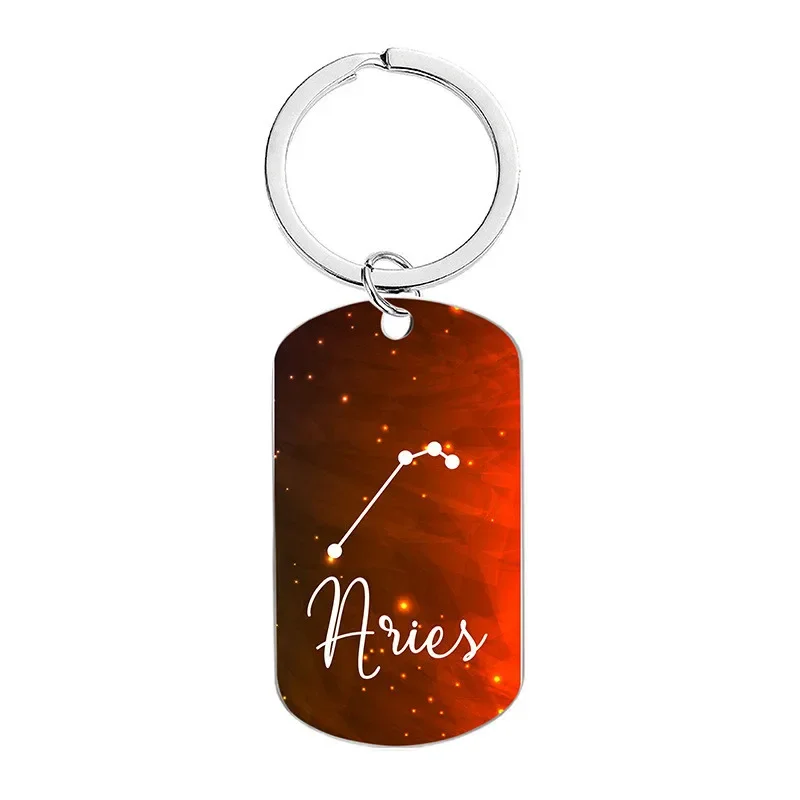 Creative Metal Color Printing Twelve Constellation Key Chain To Give Colleagues And Friends Souvenir Gift Engraved Key Chain