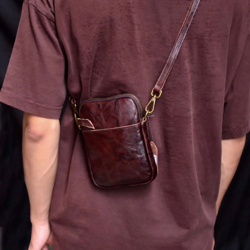 

Leather Crossbody Bag for Women Casual Vintage Sle Commuting Top Layer Cowhide Small Bapa Single Strap Folded Pattern