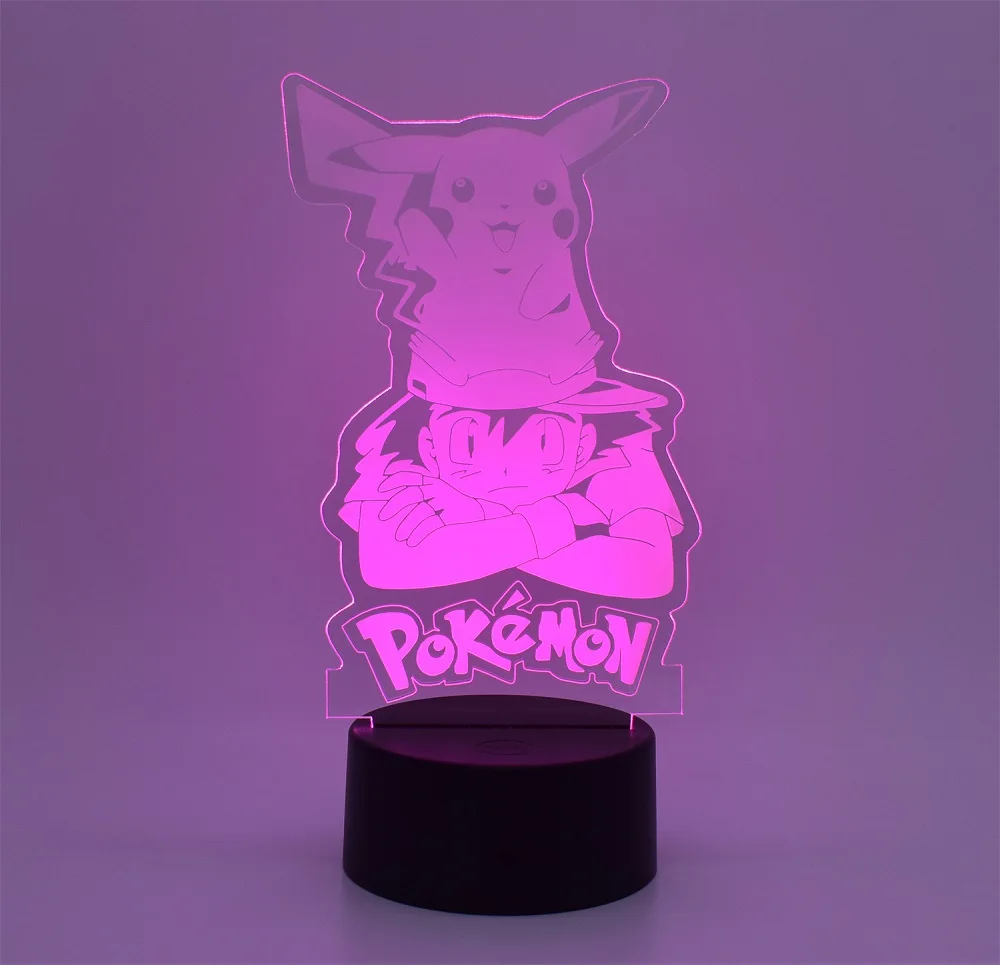 Pikachu 3D Children's Night Light 16 Color Transformation Night Light USB Charging Children's Pokemon Fans Christmas Birthday Gi