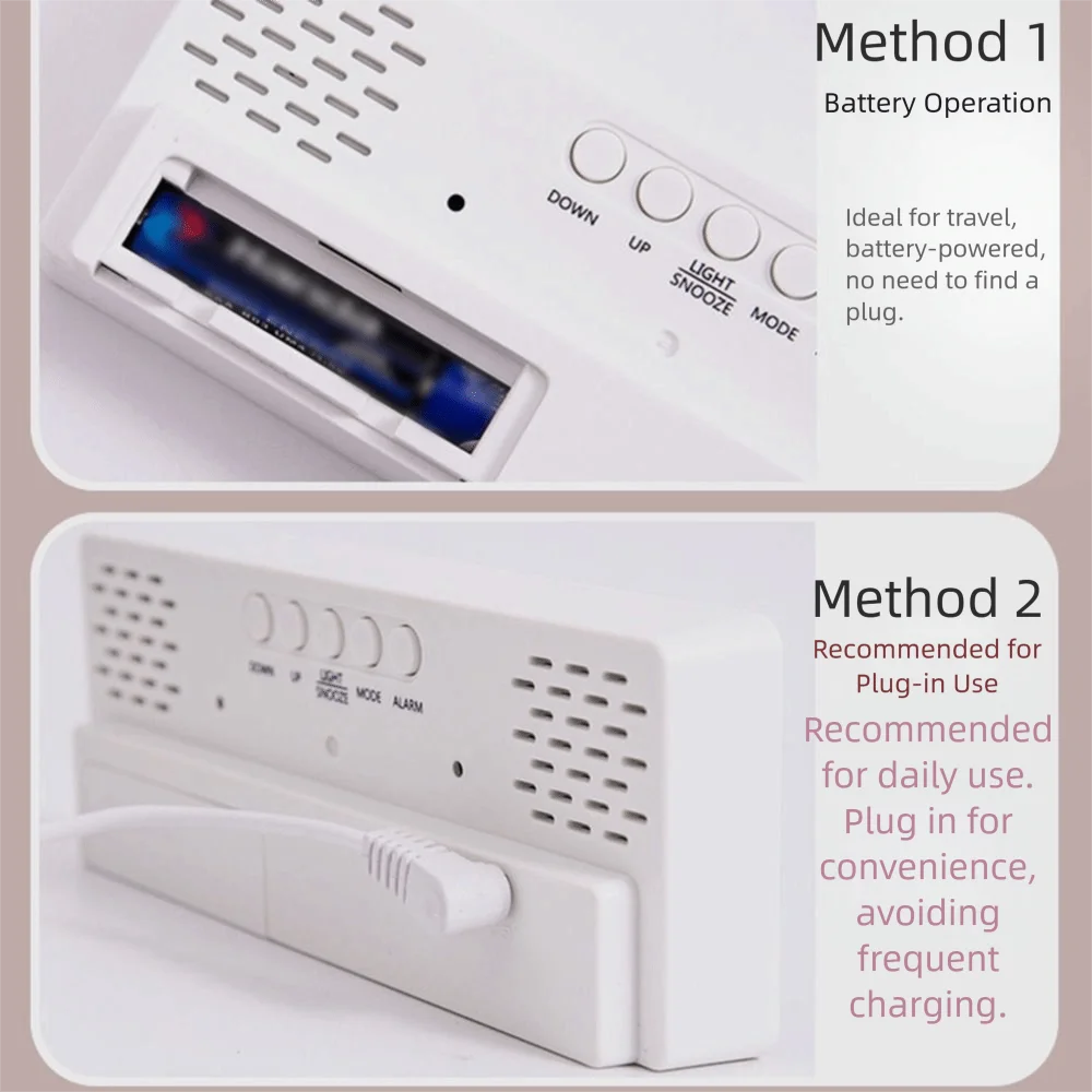 12/24H تنسيق ساعة منبه رقمية مرآة مضيئة درجة الحرارة/عرض التاريخ LED ساعة رقمية وضع الغفوة شاشة كبيرة #4
