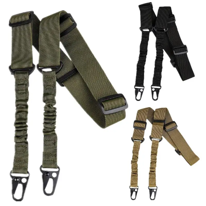 Two Points Rifle Sling with Length Adjuster Traditional Sling with QD Metal Hook for Outdoor AR AK Gun Sling Shoulder Straps