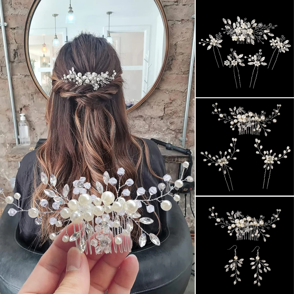 

3 шт., модная свадебная расческа для волос с жемчужным цветком и набор заколок для волос, элегантные заколки для волос с кристаллами, ювелирные изделия для подружек невесты, аксессуары для волос
