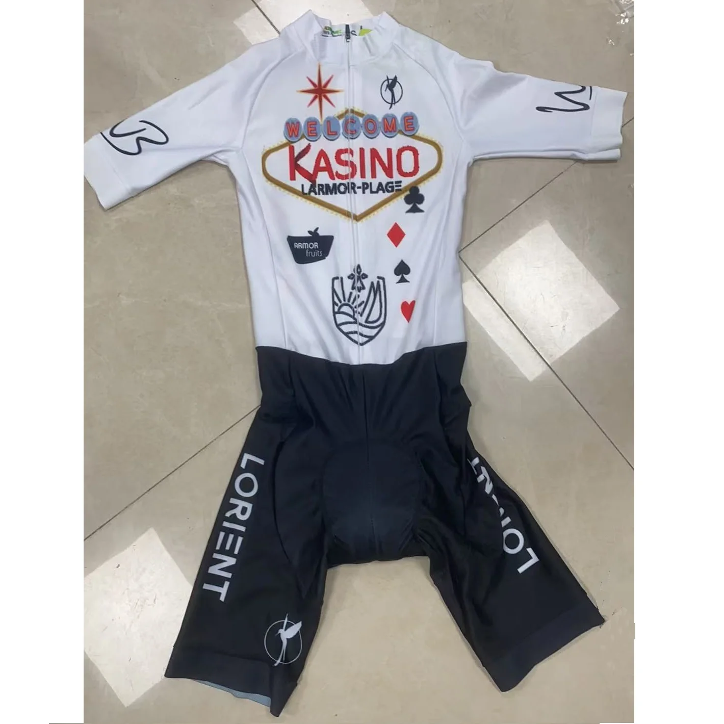 

LASER CUT Skinsuit LORIENT KASINO TEAM Bodysuit SHORT Cycling Jersey Bike Bicycle Clothing