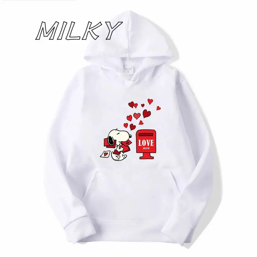 Women Funny Cartoon Snoopy Hoodies Harajuku Ullzang Graphic Sweatshirt Vintage Pullover Y2k Hoody Female Fashion Clothes