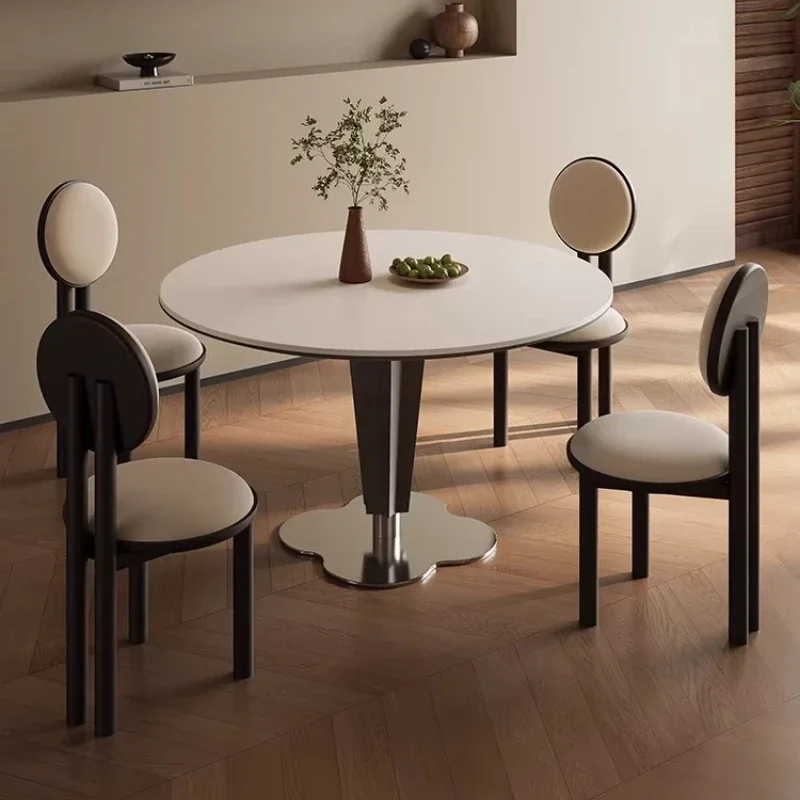Luxury Rock Slab Round Dining Table Pliante Kitchen Tables Desk Chair Furniture Home 80cm 90cm 100cm 110cm 120cm 130cm Modern