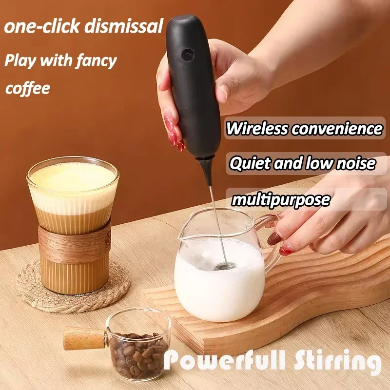 Mini Milk Frother Battery Rechargeable Foam Maker Coffee Whisk Mixer Electric Handle Blender Egg Beater Hot Cooking Tools