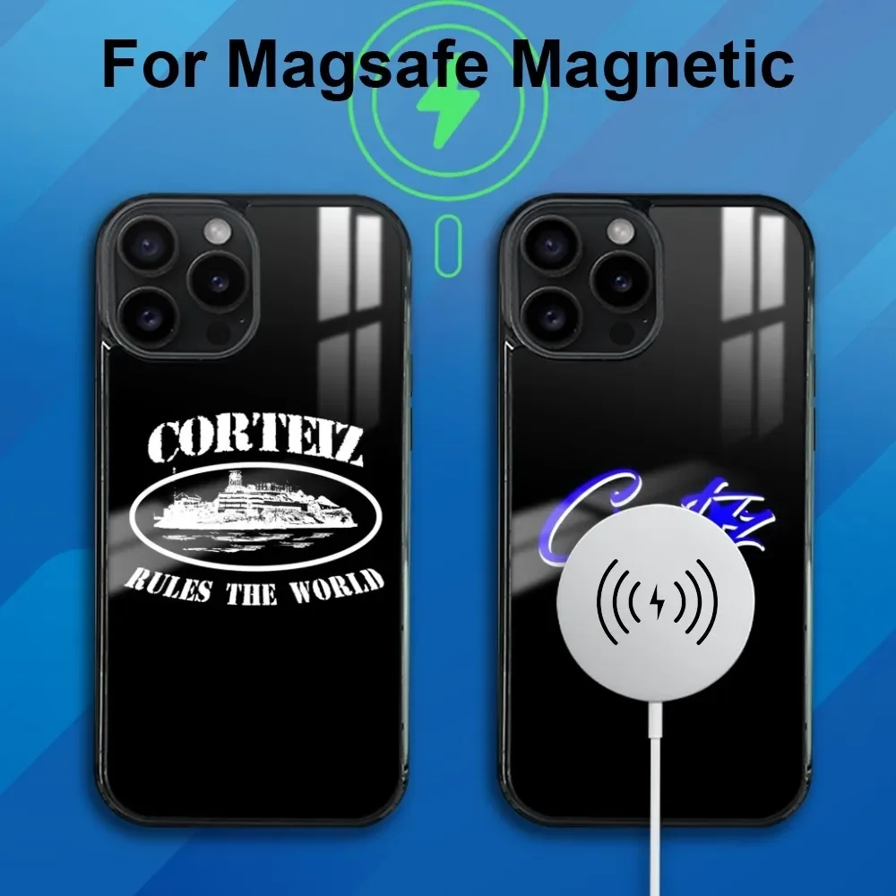 The World-C-Corteizs Phone Case For iPhone 16 15 14 13 Pro Max Plus Mini Magsafe Mirror Wireless Magnetic Cover