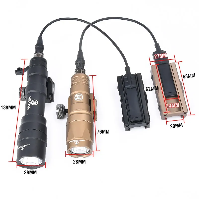 Tactical M600 M300 M600DF M300A Flashlight White LED Hunting Lamp Light Metal Tail Switch Wide Card Slot Fit 20mm Picatinny Rail