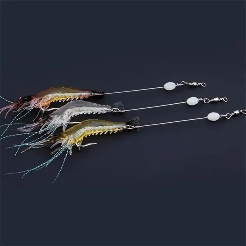 Luminous Soft Shrimp Fishing Lure 9cm 6g Random Color Sinking Artificial Bait With Hook Portable Saltwater Fishing Accessories