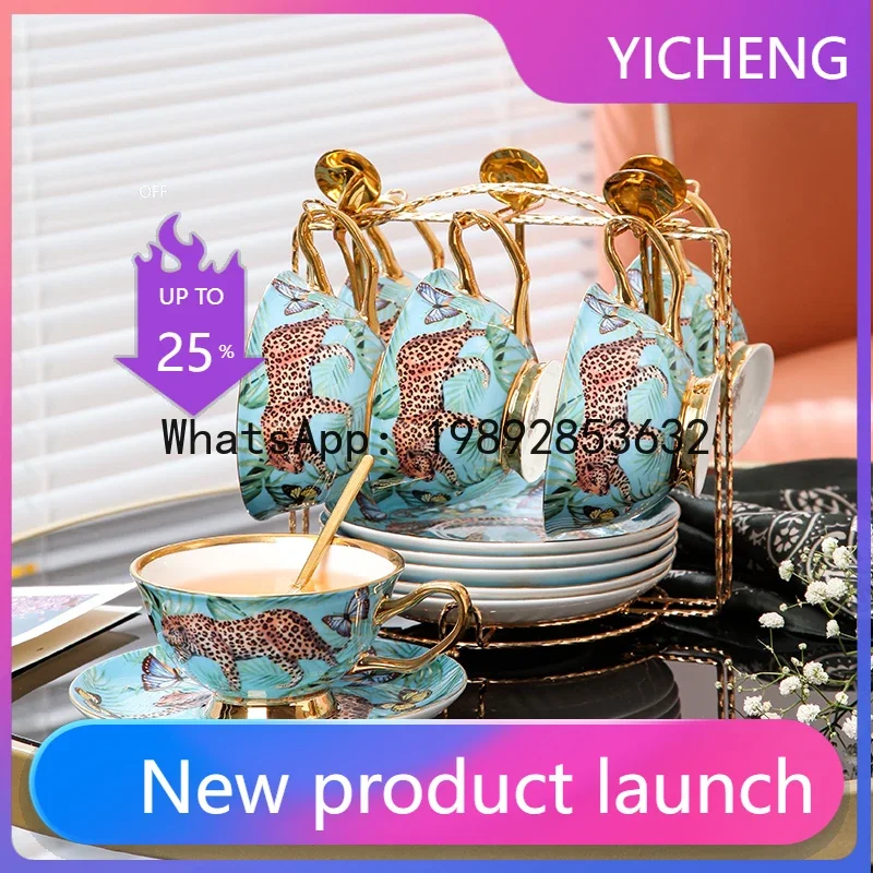 b20Bone China Creative Coffee Cup Saucers Set for English Afternoon Tea Party Home Decoration Mug Drinking Set