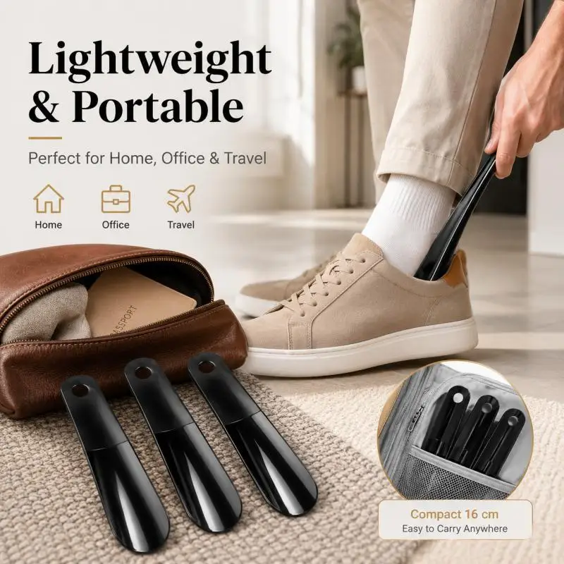 Compact Shoe Horn Set - Durable Plastic, 16cm, Ideal for Travel & Home Use image 2