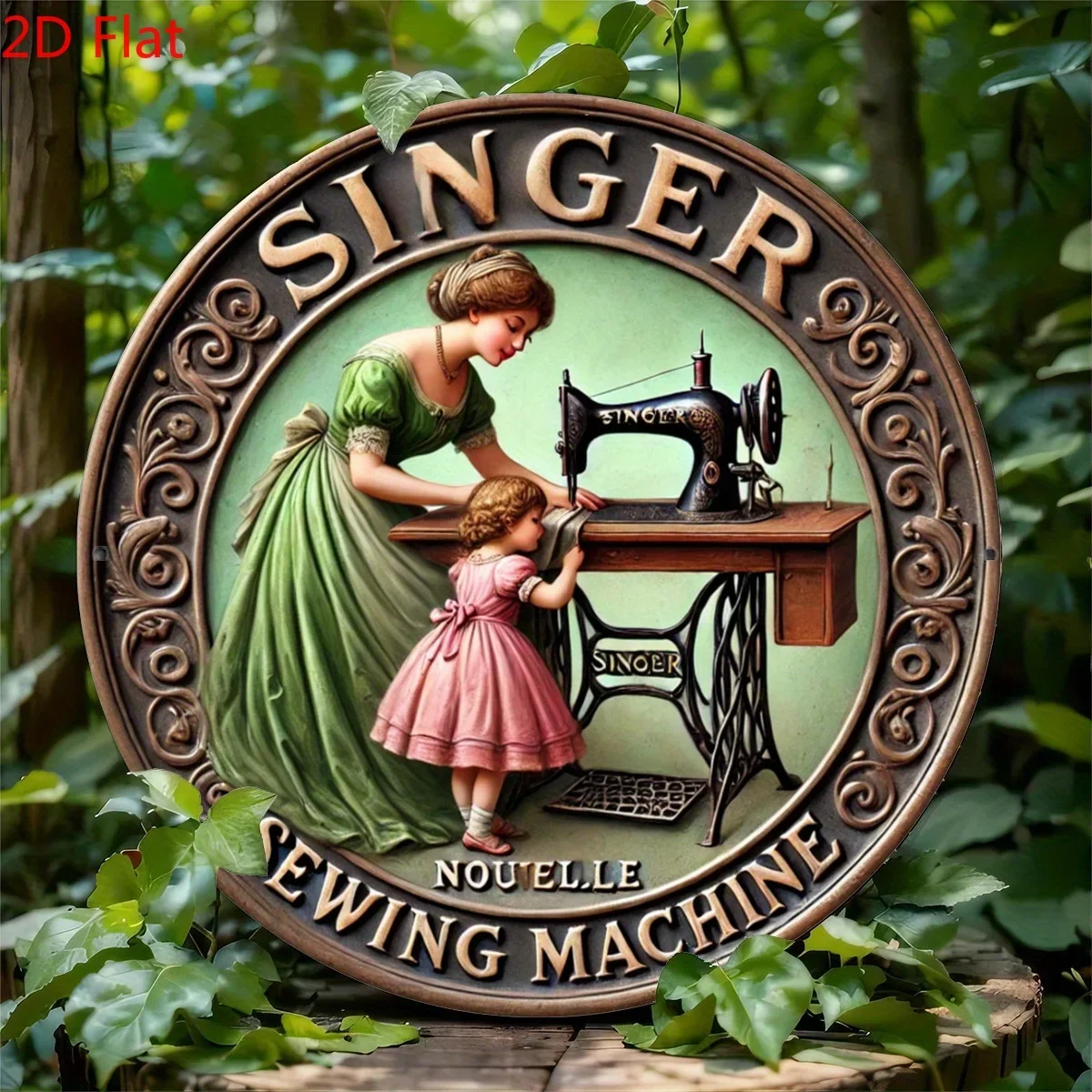 Vintage-Stil 7,8 Zoll Metall-Singer-Nähmaschinen-Schild – Unverwechselbare Eisenwanddekoration mit Retro-Ästhetik