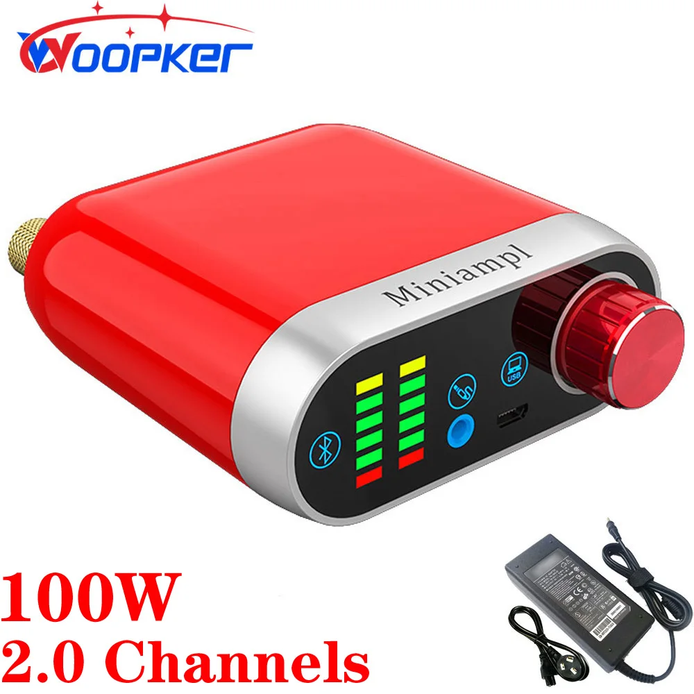 Woopker Digital Audio Amplifier Bluetooth 5.0 Class D Amplifier HiFi Fever Home Amplifier 2.0 Channel 100W Mini Amplifier