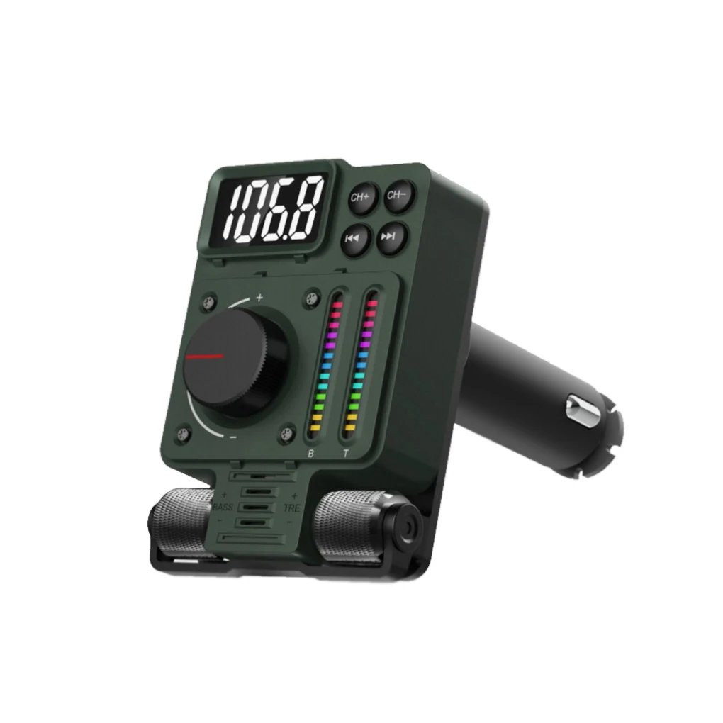 Adaptador de receptor de Audio para coche, transmisor FM, reproductor inalámbrico, accesorios, disco U, plástico, alta sensibilidad, Digital, Verde