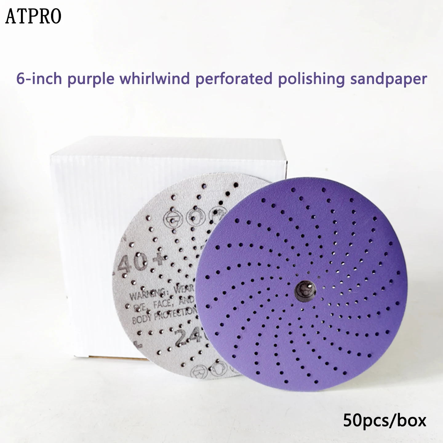 6-Inch 50-Pack Purple Ceramic Sanding Discs,Multi-Hole Hook and Loop Sandpaper,for Automotive Paint Polishing & Dry Sanding