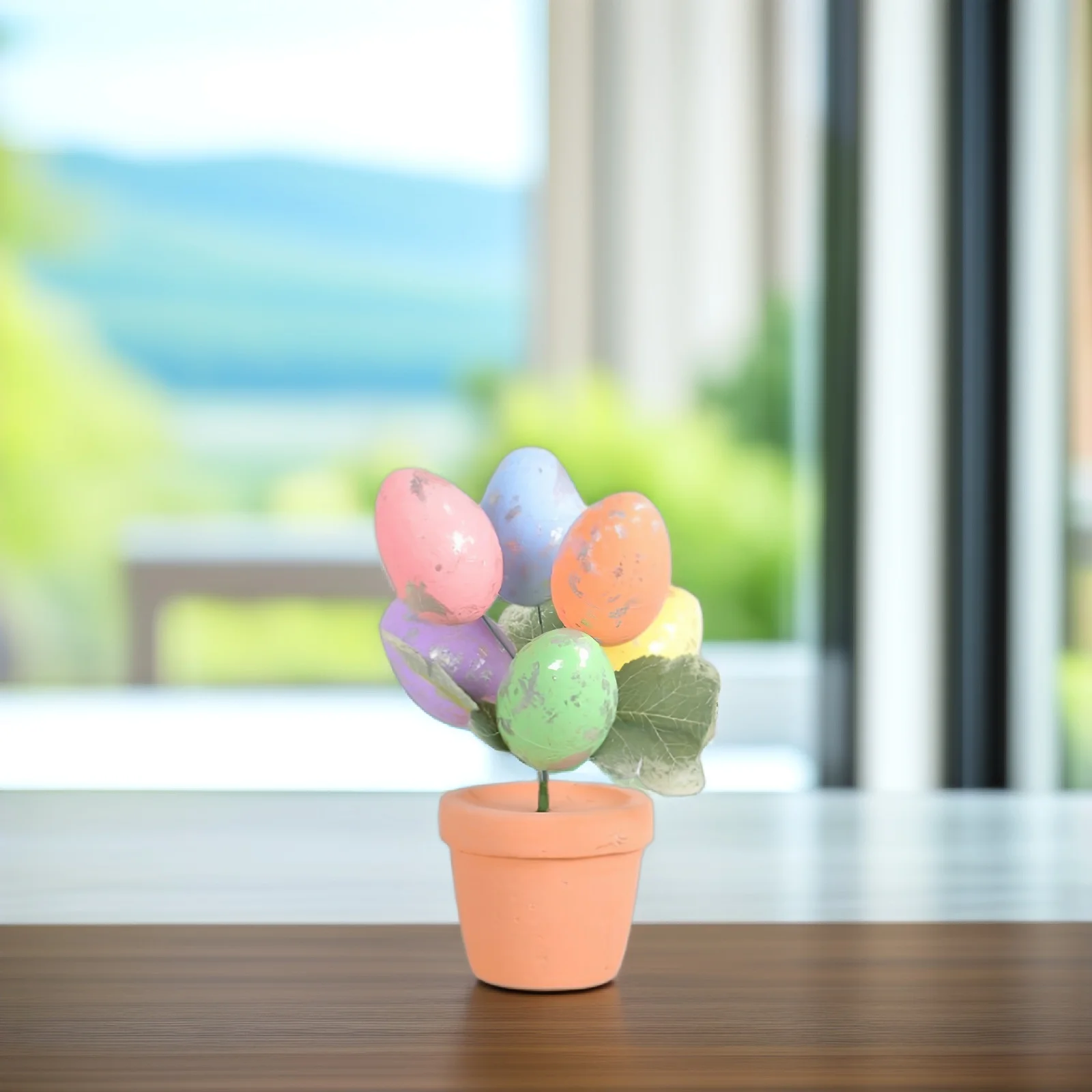 

4pcs Simulated Easter Egg Bonsai Decorations Artificial Plants Tabletop Centerpiece Home Party Supplies Easter ornaments