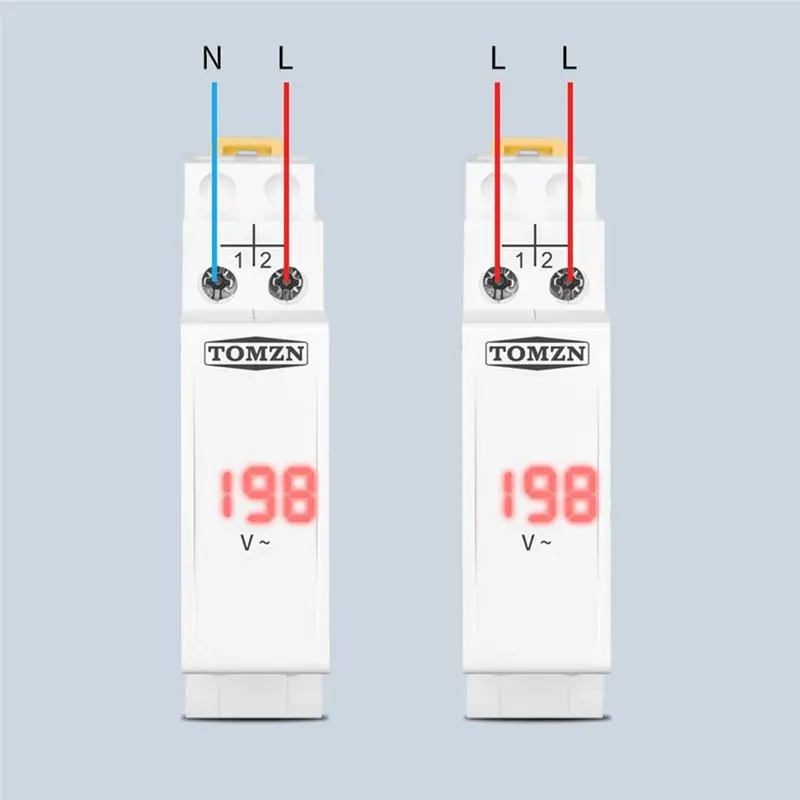 TCE  Din Rail Single Phase Voltage Meter AC 40-500V Modular Voltmeter Gauge Indicator LED Digital Display Voltmeter, White