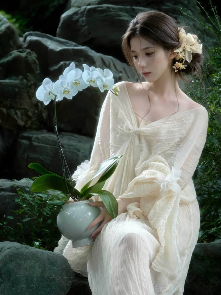 

New 2026 Photography Studio Zen Style Chinese New Medium Soft Cool High-End Oil Painting Dress Photography Clothing