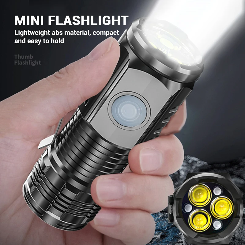 LED Portable Flashlight Super Bright Torch Waterproof Mini Light with CAP CLIP for Outdoor Hiking Camping Powerful Working Lamp
