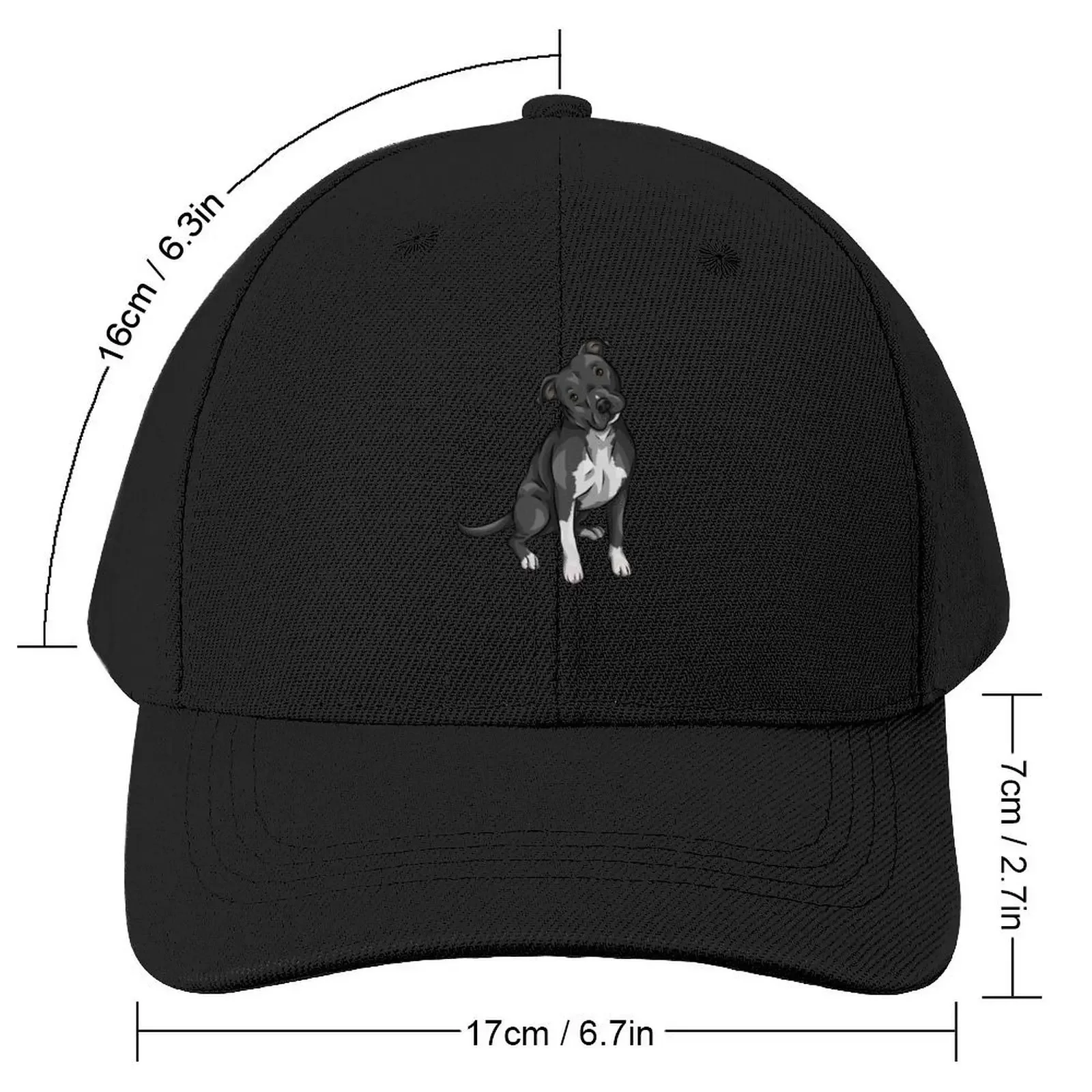 Cute Pitbull Black and White Cute dog art Baseball Cap Golf Cap Golf Hat Man foam party Hat Woman Men's