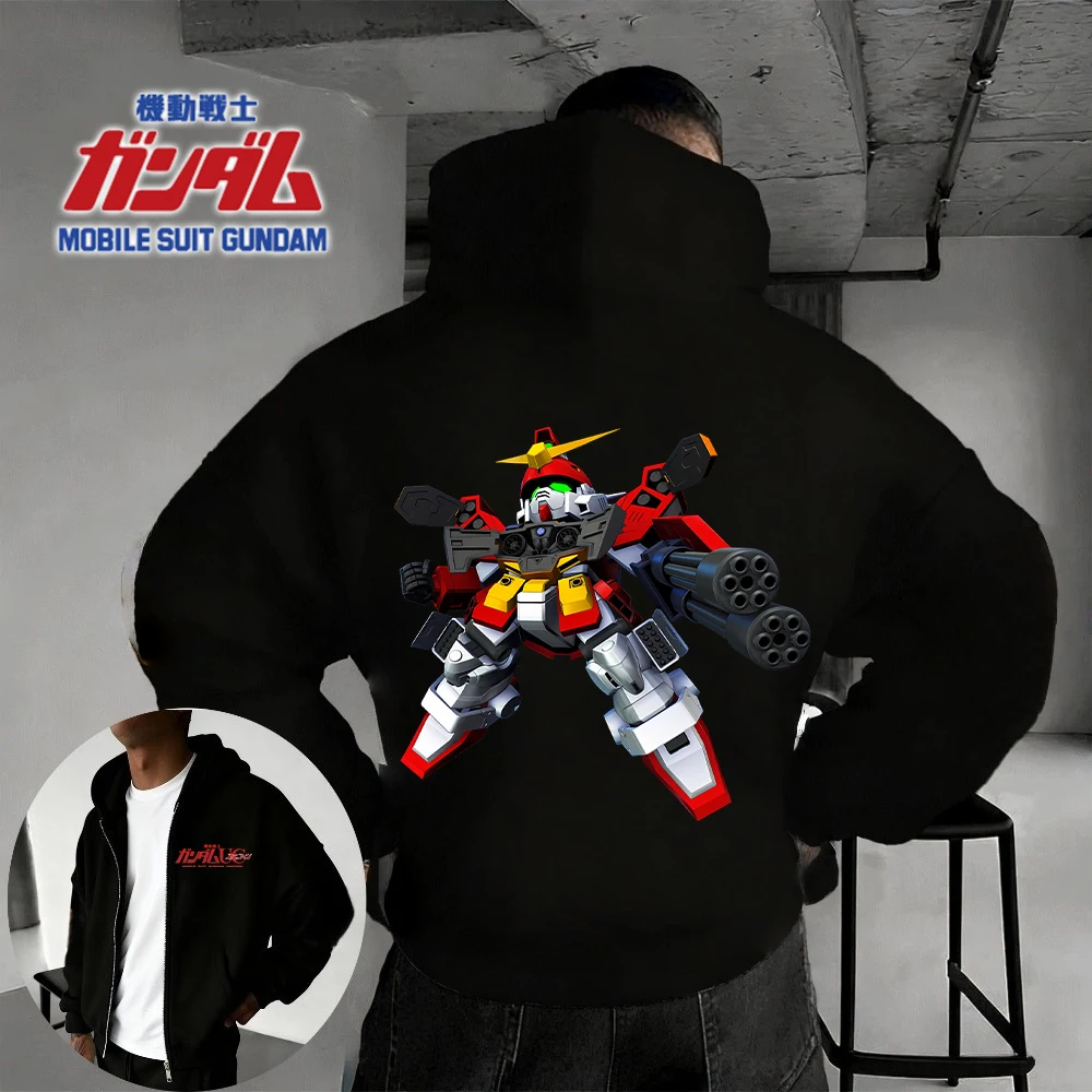 

The 2025 Autumn/winter New Gundam Series Anime Clothing Pattern Printed Pure Cotton 100% Super Large Casual Zipper Hoodie