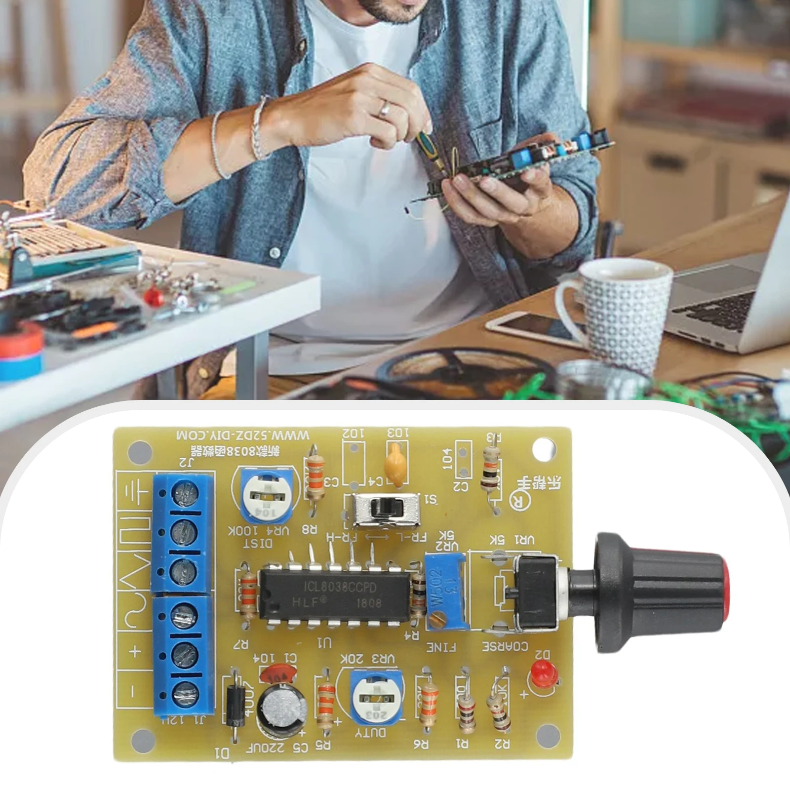 DIY Electronic Kit Signal Generator Kit Circuit Board 12V 320 ° -380 ° ICL8038 Single -piece For Electrical Testing