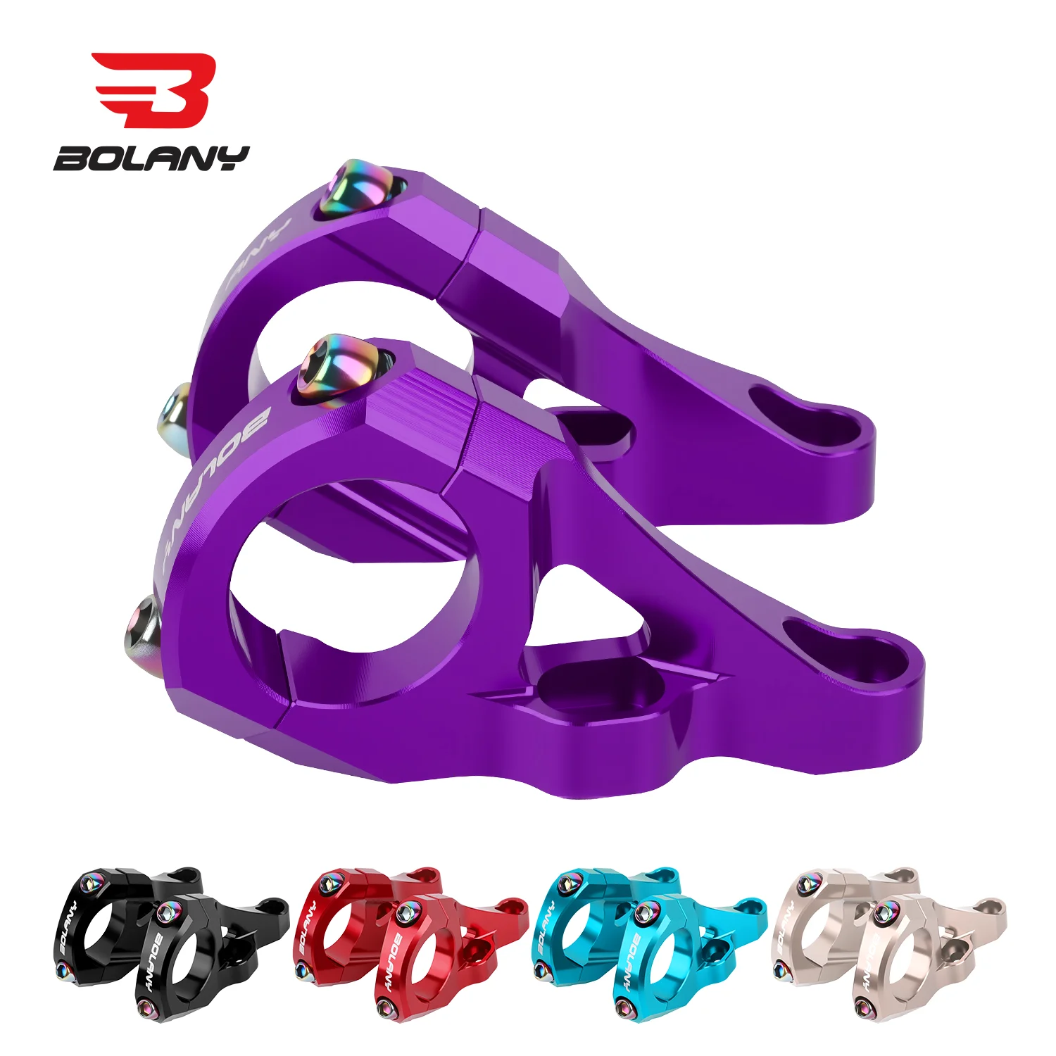 

BOLANY Double-shoulder Downhill Bicycle Stem Aluminum Alloy MTB Parts Handlebar Mounting Diameter 31.8mm for Mountain Bike