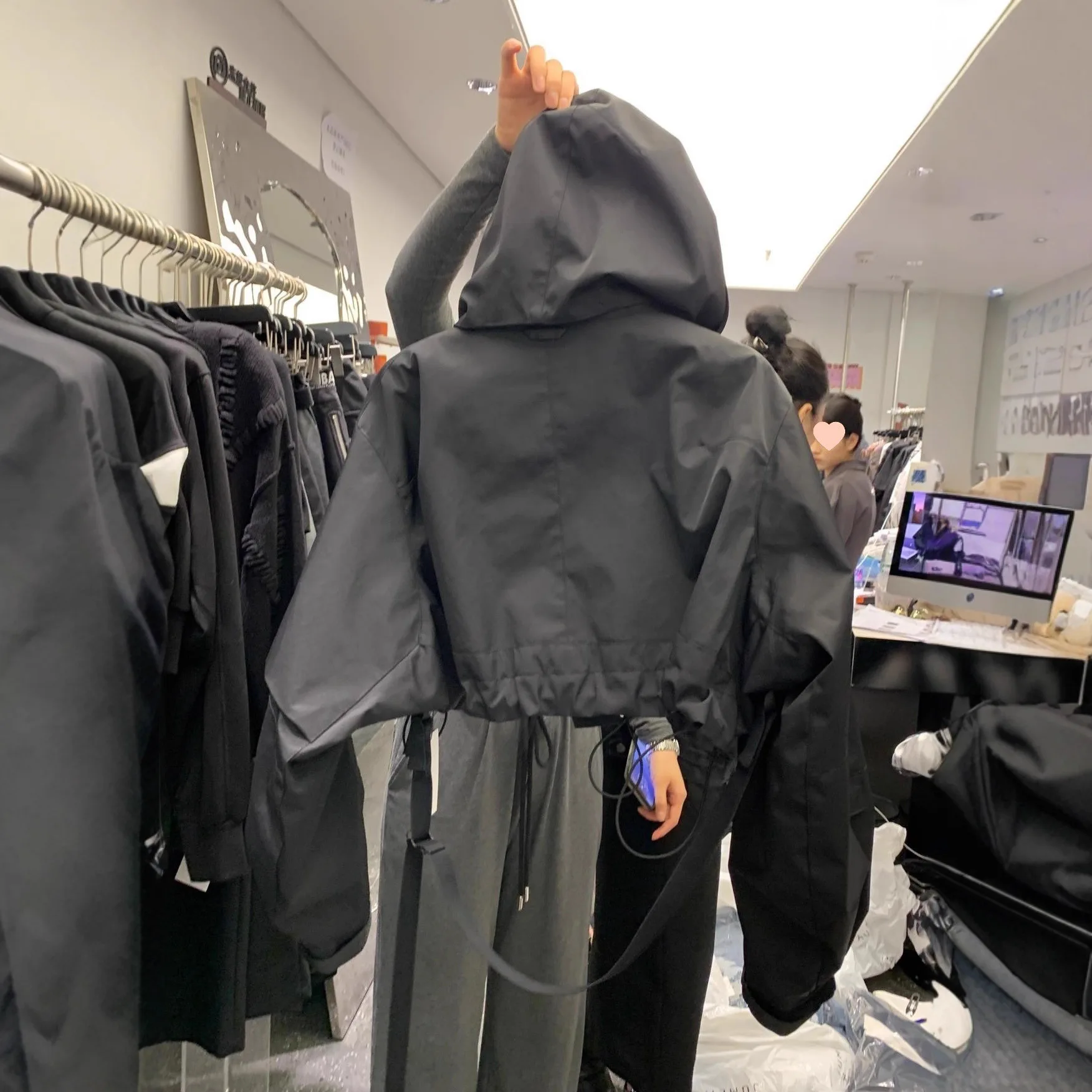 Fashion Short Hooded Jacket Women New Spring Black Loose Motorcycle Coats Female Street Windbreak Short Basic Coat