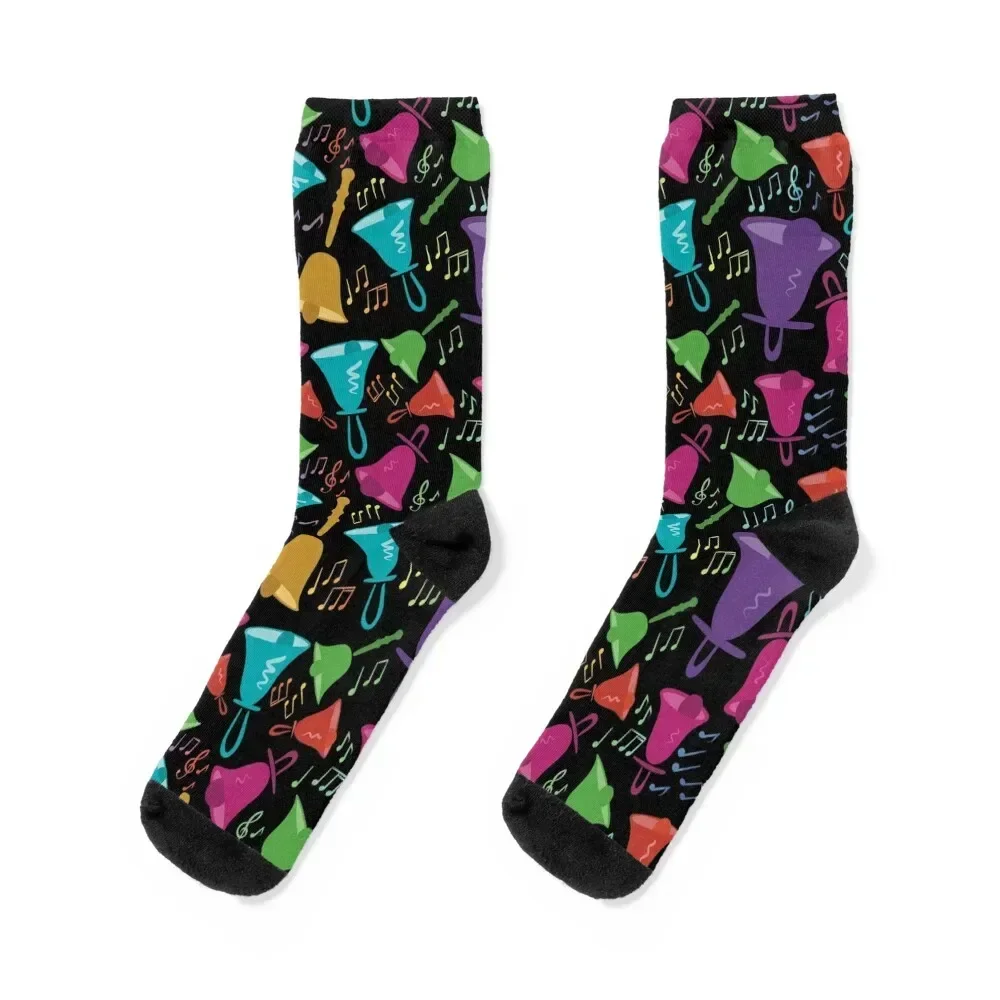 Colorful Handbells And Notes Pattern Socks snow Lots Men's Socks Women's