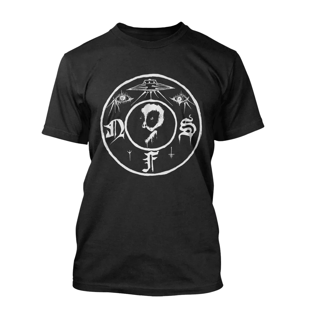 Occult Sigil Circle Dripping Skull Weird Eye Dark Underground Metal Artwork Print Unisex T‑shirt, New Skeletal Faces Heavy