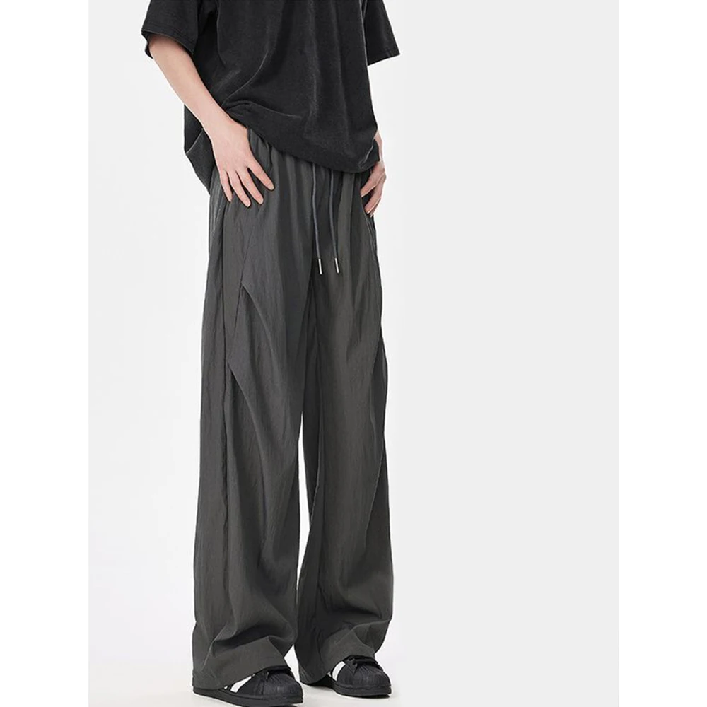 Invisible Open Crotch Outdoor Sex Pleated Paratrooper Pants Men's Summer Thin Loose Casual Trousers Quick-drying Straight