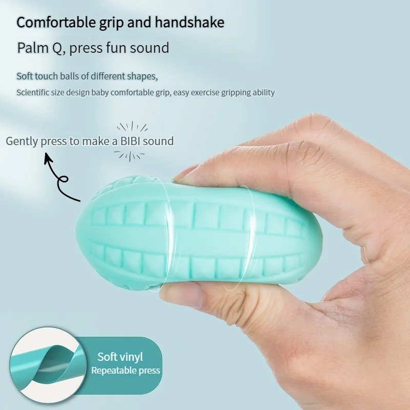 어린이 장난감 공 아기 그립 볼 헤어 링, 부드러운 고무 놀이 장난감 고무 공 핀치 링, 물기 가능, 할로윈 크리스마스 선물